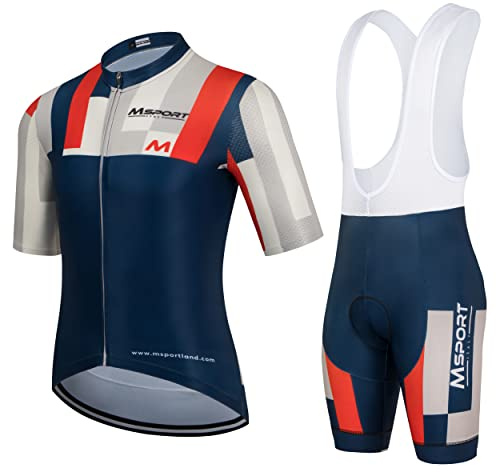 Cykelkläder Komplett Set Cykeldräkt Tröja + Hängselbyxor, Msport Två stycken, M