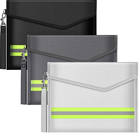 ImnBest 3 Stück Feuerfeste Tasche,Feuerfeste Geldtasche (20 x 14 cm) Feuerfeste Tasche für Dokument Passport Bankkarte Wertsachen,geldtasche feuerfest wasserdicht,Feuerfeste Brieftasche