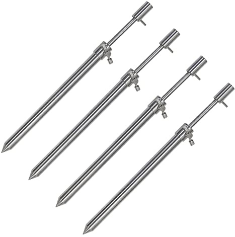 Angel Domäne Edelstahl Bankstick – Rostfreier Stainless Steel Erdspeer – Teleskopierbar mit T-Lock System – Mit Universal-Standardgewinde – 1, 2 oder 4 Stück – 20cm bis 90cm – Stabil & Langlebig