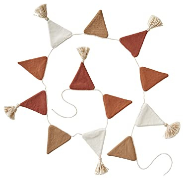 VERTBAUDET Wimpelkette gestrickt mit Glitzer-Quasten, Kinderzimmer Girlande beige/mehrfarbig
