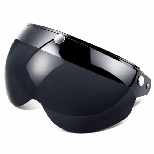 SPYMINNPOO Visier für Motorradhelme, Universelles 3-Snap-Retro-Helmvisier, Winddichtes Halbgesichtshelm-Visier