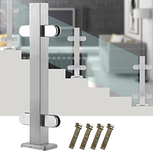 Glass Balustrade Railing Post Floor-Mount Stairs Glass Balustrade Railing Clamp Post Square Pole, for 10/12 mm Thick Panels, Patio Garden Banister Fence Post ( Color : Middle Post , Size : 95cm/37.4