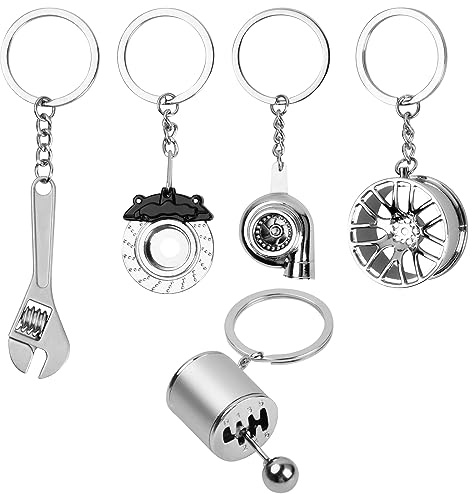Hoxfly 5 Stück Turbolader Schlüsselanhänger, Auto Keychain mit O-Ring Werkzeug Deko, Turbo Schlüsselbund für Autofans