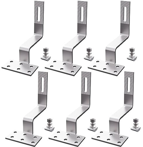 Sorlpv Dachhaken Edelstahl Photovoltaik 6 Stück 丨 Photovoltaikanlagen Dachhaken Dachhalterung 丨 Zubehör zur Photovoltaik-unterstützung für Ziegeldach, Solarmodul Befestigung Set Roof Hoof