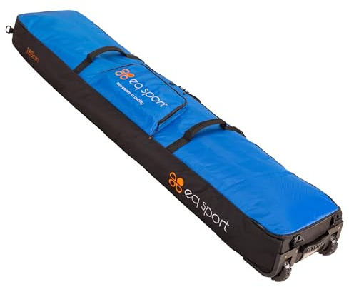 EQ SPORT Snowboard Bag with Wheels - Fully Padded & Waterproof Rolling Snowboard Bag for Air Travel, Boot Bag Included - Fits 2 Boards - Heavy-Duty YKK Zippers - Storage for Snow Gears - Blue, 188cm