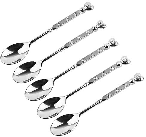 5 Cucharas De Postre, Cucharas De Café Expreso, Cuchara De Café Pequeña, Cucharas De Postre De 4,2 Pulgadas, Cucharas De Yogur, Cucharas De Helado, Mini Juego De Cucharillas Para Postre(Plata)