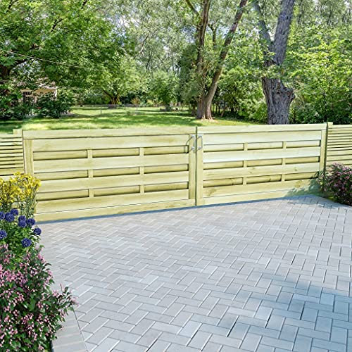 Homgoday Massivholz Gartentor 150x75cm, grün imprägniert, für Garten oder Terrasse - 2 Stück Model45320