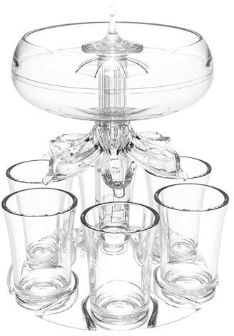 Ycxydr Party Drink Dispenser with 6 Shot Glasses, Acrylic Clear Shot Glass Dispenser for Bars, Large Parties, Family Reunions, Christmas and Other Holiday Gifts (No Lights), HX20211128