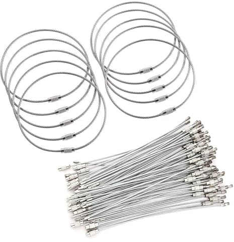 WJUAN Schlüsselringe Edelstahl 65 Stück (15cm) - Einstellbare Schlüsselanhänger mit Gewinde, Tragfähigkeit 25KG für Gepäckanhänger & Schlüsselbund