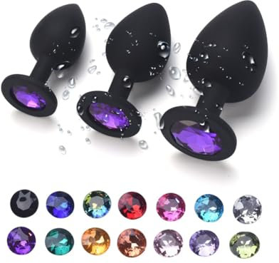 Cuore a forma di gemma Tappi in silicone per donne e uomini Kit di allenamento Strumenti di gioco S/M/L Plùg Anàlé Sèxtóysé Ànus Ṣēx ṭoys (viola scuro - Colore gemma casuale)