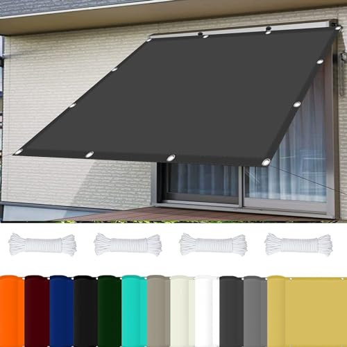 Vela Ombreggiante Impermeabile 4 x 8 m 98% Protezione UV Vela Ombreggiante Parasole Poliestere per Esterno Giardino Terrazza, Grigio Scuro