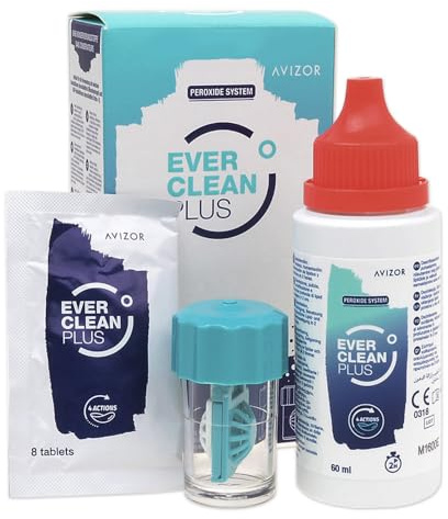 Avizor EVER clean PLUS (60ml + 8 Compresse) - Kit da Viaggio - Soluzione per Pulizia e Disinfezione delle Lenti a Contatto - Ideale per Viaggi