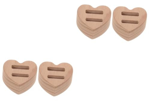 DEARMAMY 4 Stück Ringständer ring ständer schmuckkasten holz schmuckbox holz Schmuckaufbewahrung Ringaufbewahrung Ringhalter aus Holz Holzring Herz Shae Ringorganisator Ringanzeige hölzern