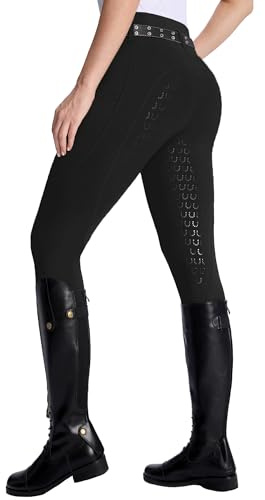 DMVOD Damen Reitleggings mit aktiver Silikon-Grip Vollbesatz - Reithosen für Frauen