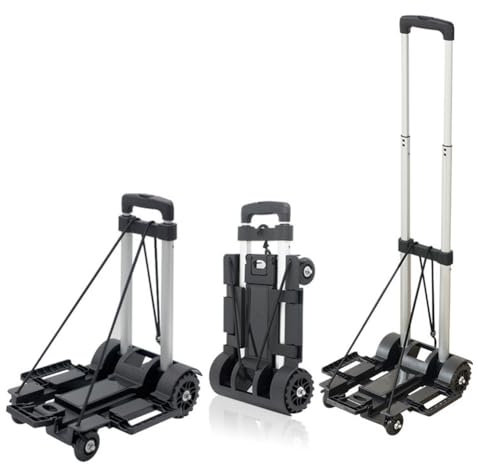 QUTBAG Carrello a Mano Pieghevole, Carrello Pieghevole con 4 Ruote, Carriola per Sacco Pesante da 35 kg, Mini Carrello per Bagagli per Carrello da Ufficio per Traslochi Automatici Viaggio Bagagli
