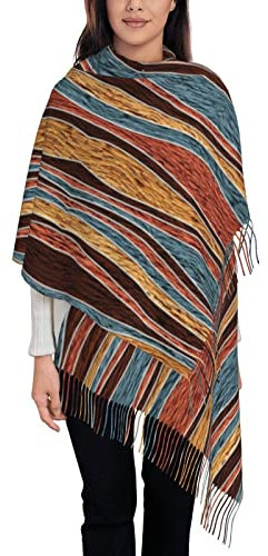 Winterschal Bunte Streifen Schal Damen Außen Schal Winddicht Schals Damen Winter Stola