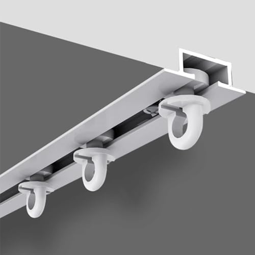 Innovz Vorhangschiene Einbau-Vorhangschiene Zur Deckenmontage aus Aluminium, Versteckte Deckenvorhangschienen Weiß, 10 11 12 13 14 15 16 Ft Unsichtbare Vorhangstange für Raumteiler(3.0m/9.8ft)