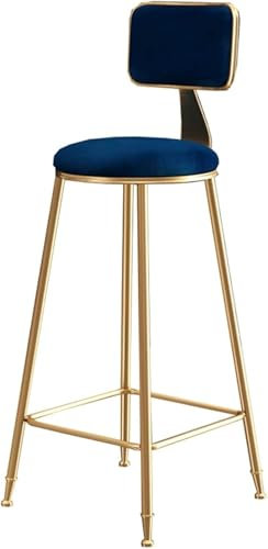 DZYHFCO Barhocker, Barhocker, Bar, Küche, Küchenstuhl, blaues Samtkissen, Barstuhl, weiche Rückenlehne, Metallbeinbelastung, Gewicht 200 kg, mehrere Größen (45 cm)
