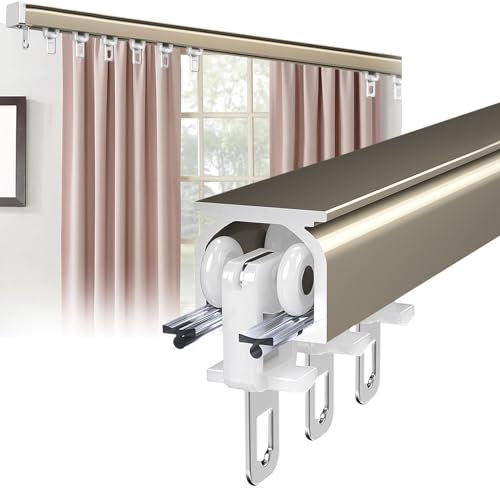 Sistema di binari per tende da esterno in lega di alluminio, 90 cm, 120 cm, 200 cm, 340 cm, a binario singolo, silenzioso, divisorio per stanze, montaggio a soffitto/parete, binario per tenda