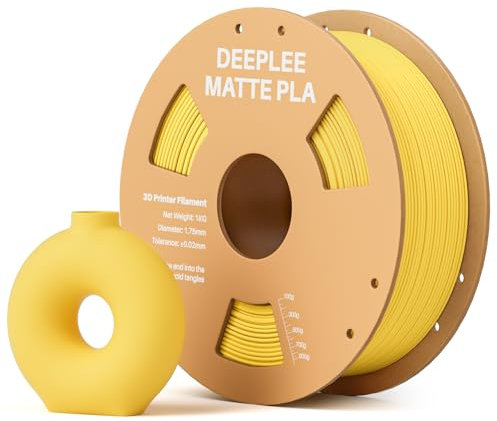 DEEPLEE Matte PLA Filament 1.75mm 3D Drucker Filament, Maßgenauigkeit +/- 0.02mm, für die meisten FDM 3D Drucker, Sonnengelb 1KG
