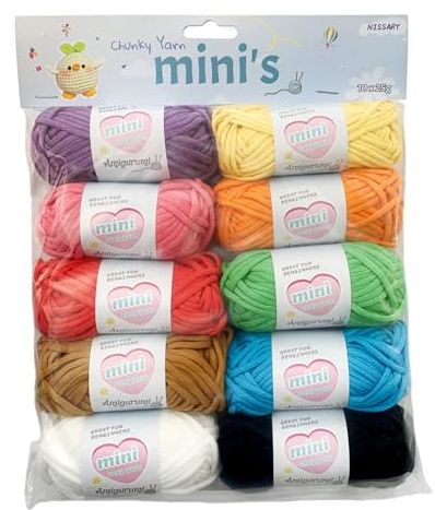 Virkat garn tjockt garn tjockt garn för virkning mini amigurumi-garn, tjock ull för virkning 10 x 25 g virkat garn för nybörjare enkelt garn virkning startkit garn påfyllningspaket (svart)