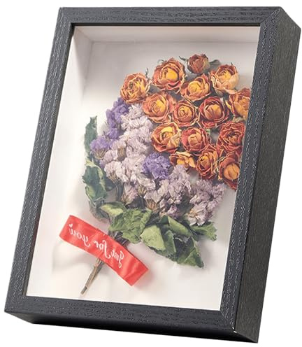 FAVORTALK Boîte d'ombre 3D en bois de 20,3 x 15,2 cm - Cadre profond pour table et mur - Cadre photo profond pour souvenirs floraux (noir 433, profondeur 5 cm)