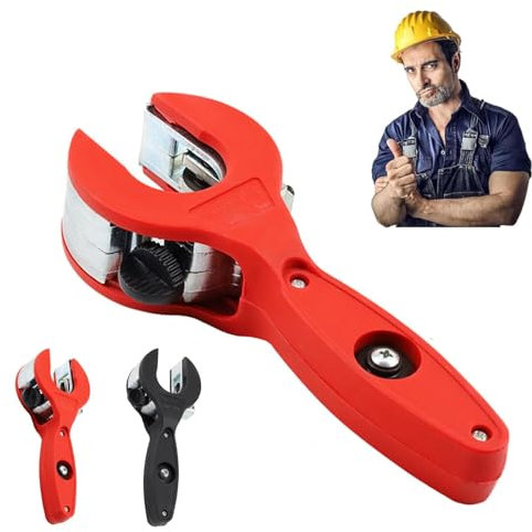 Tagliatubi a cricchetto, tagliatubi in rame, tagliatubi professionale a cricchetto, tagliatubi in acciaio inox, tagliatubi a cricchetto multiuso (Rosso)
