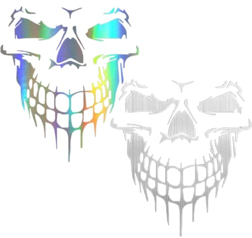 Totenkopf-Aufkleber, 2Pcs 3D Schädel Skull Aufkleber, Halloween-Aufkleber,Motorradhelm Sticker Selbstklebend für Autos Fenster Stoßstange Laptop Helme Deko