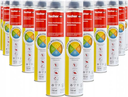 12 x 750 ml fischer Pistolenschaum PUP AS 750 B3 Mousse expansive pour pistolet – 750 ml, Mousse pour pistolet