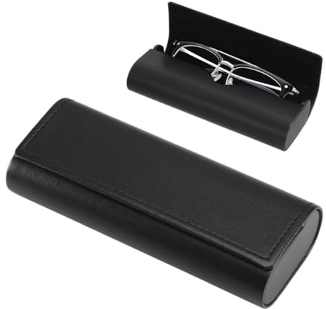 WUISOLQP Brillenetui Hardcase Groß Brillen Etui Hart PU Leder Glasses Case Sonnenbrillen Damen Herren mit Magnetverschluss Brillen-Aufbewahrungsbox für Sonnenbrille Lesebrille Sportbrille (Schwarz)