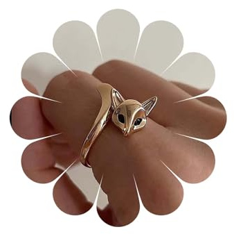 Cybche Vintage Niedliche Tier Fuchs Ring Gold Schöne Fuchsschwanz Fingerring Einstellbar Knöchel Stapeln Offene Ringe Schmuck Für Frauen