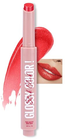 Erinde Glitzer Lippenstift & Lip Balm 2 in 1, Shimmer Lip Gloss, Feuchtigkeitsspendend Lipstick, Pflegender Lippen Makeup Stick #003