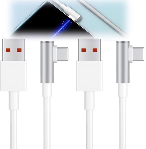Greacesrio 2Stk 120W 6A Kabel, USB Type-C Kabel 90 Grad 120W Charger 6A | USB C Schnellladekabel 2m TurboCharge Fast Ladekabel für 14 13 Ultra 12 Lite 12X,Note 13 12 11 Pro, POCO M6 X6 Pro