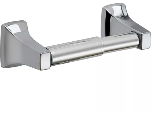 Chrome Finish Stainless Steel Spring Toilet Roll Holder Paper Holders Wall Mounted Spring Loaded Round Mounting Tissue Stand Hanger Bathroom Storage