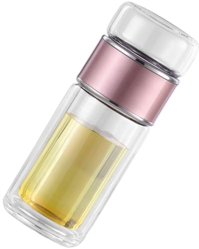 INOOMP Botella De Té Portátil 250 Ml Rosa Dorado Vidrio Infusor De Acero Inoxidable 304 Resistente Al Calor Botella Hermética Para Viaje Diario