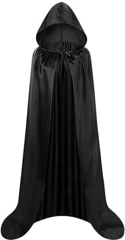 GWAWG Capa de terciopelo con capucha, capa larga negra con capucha para niños, capa con capucha de estilo medieval, disfraz de terciopelo para adultos, para Halloween, fiesta de cosplay