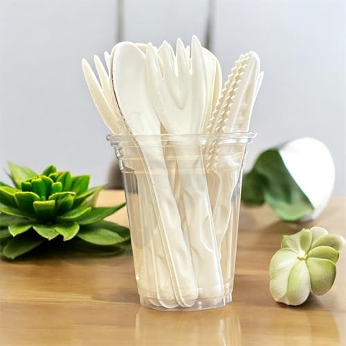 HOT BARGAINS 100 x Disposable Bagasse Spoons, 16cm Size for Wedding Party (16cm, Spoon (100 pcs))