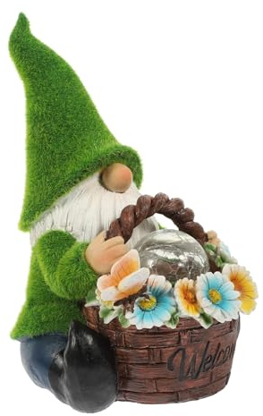 SUPVOX Statue de GNOME Décorative en Résine Lampe Solaire Automatique pour Jardin et Terrasse, Décoration Extérieure Créative et Éclairage Nocturne Vert pour Backyard
