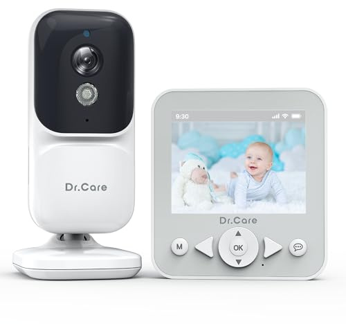 Dr.Care NeoView Babyphone, Moniteur Bébé Vidéo - Écran 2,8, Audio Bidirectionnel, Enregistrement en Boucle Vidéo, Vision Nocturne, Surveillance en Temps Réel/VOX, Capteur de Température, Berceuses