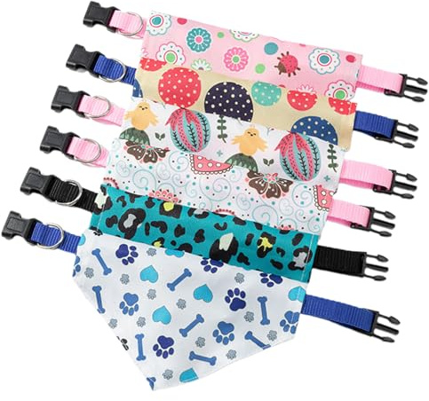 Lot de 6 Bandanas pour Chien avec Collier Réglable, Foulards Trianglede Bavoirs Mode, Textiles et Accessoires Lavables pour Chiens de Petite, Moyenne et Grande Taille, et Chats Animaux