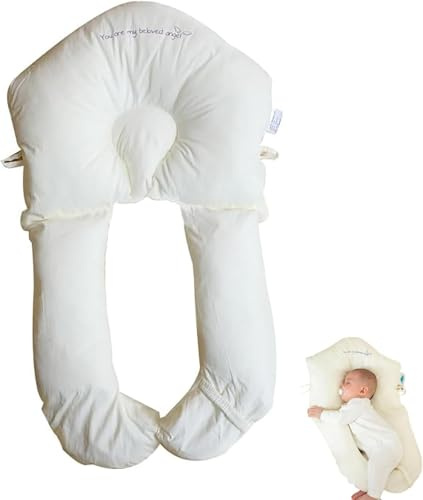 QJDFLL Baby Kopfkissen Gegen Plattkopf,seitenstützkissen,Ganzkörper-Stützkissen U-Form Hug Kissen Für Kopf，Verstellbare Kopfstütze Für Kopf, Nacken, Beine Und Den Ganzen Körper (A, 72X45X8CM)