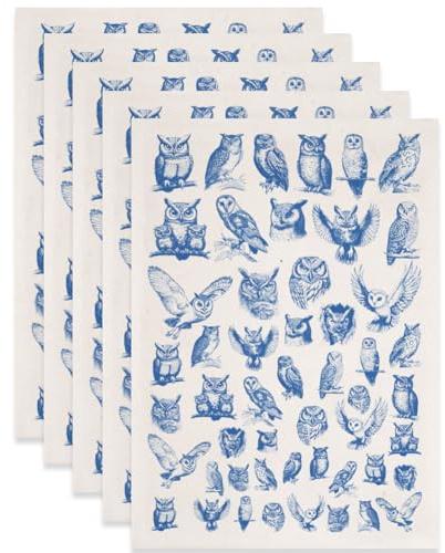 SUPERDANT 5 Stück Eulen Unterglasur Transferpapier Für Keramik Porzellan Blaue Unterglasur Abziehbilder Mit Vogel und Tierdesigns Für Töpferarbeiten Und Emaille Dekore