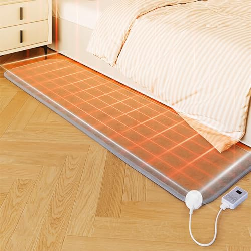 Floor Heating Mat Under Floor Heater w/60 Heat Modes & 12H Timer, Graphene Heated Carpet Area Rugs, Foot Warmer for Home Office(50x180cm)