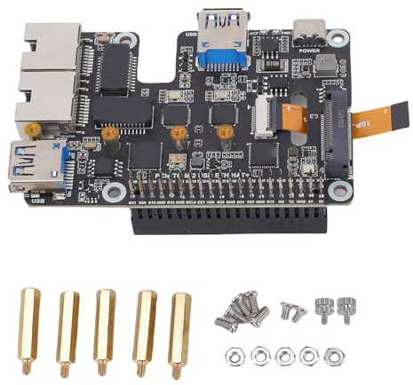 ciciglow Scheda di Espansione PCIe a USB 3.2, Adattatore NVMe Gen1 2.5G ETH M.2 per Protocollo NVMe, Convertitore SSD M.2 Si Espande con Porte USB 3.2 a 2 Canali e Porte Ethernet a 2