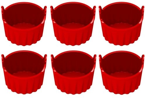 BildeeMait 6 pirottini in silicone per friggitrice ad aria, senza stampini, muffin, uova, cupcake, 6,5 x 7 cm
