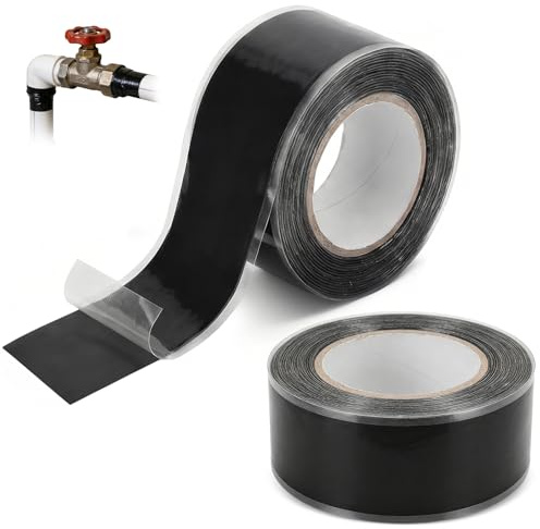 Katyjun 2 Stück 2.5cmx3m Selbstverschweißendes Klebeband Extrem Dehnbar Für Dauerhaften Halt Bei Hohem Druck, Dichtungsband Wasserdicht Für Rohrreparatur Kabel, Silikonband Schwarz
