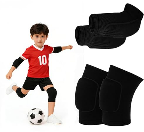 DuoLiAnLiang 4 Teiliges Set mit Knieschützern und Ellbogenschützern,Volleyball-Schutz, Schwamm Kollision Knieschutz Knie Schoner, Für Handball FußBall Wrestling -M