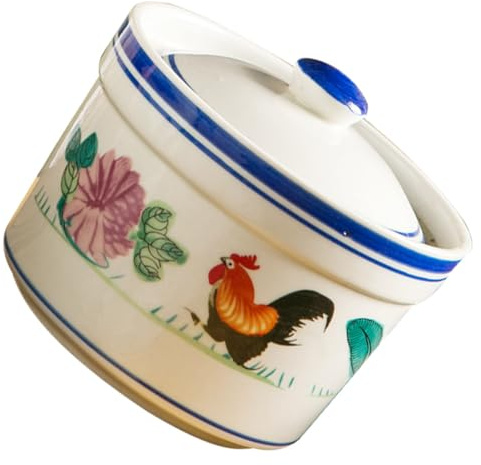 OSALADI Tazza da Stufato in Ceramica 4,5” con Coperchio, Ciotola per Zuppa e Dessert, Stoviglie da Cucina Ecologiche per Ristorazione e Preparazione Piatti al Vapore