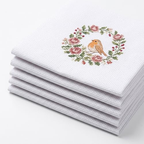 Aida Stoff zum Sticken 14ct Weiß - Kreuzstich Stoff Baumwolle - Stickstoff für Kreuzstich, Stickerei, DIY Handarbeit, Basteln 1,5 x 1 m