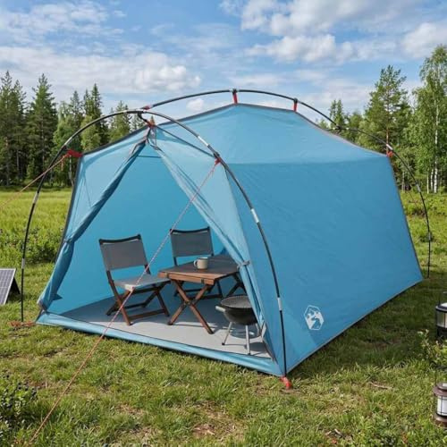 Kaloriko Tunnelzelt Blau aus 185T Polyester mit PU-Beschichtung 2-Personen Zelt wasserdicht Winddicht Ultraleicht mit Reißverschlusstür und Mesh-Belüftung für Camping Outdoor Trekking Wandern